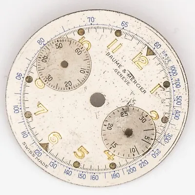 Vintage Baume & Mercier 30.7mm Silvertone 2-Register Chronograph Wristwatch Dial • $40
