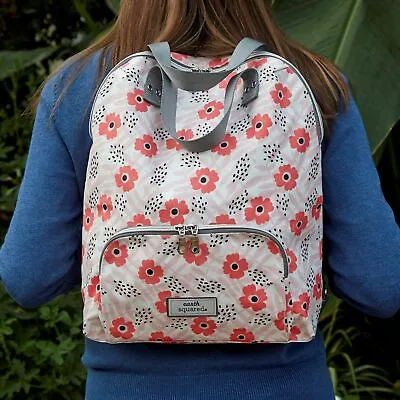 Earth Squared Fair Trade Oil Cloth Backpack Rucksack Bag Poppy Pink • £40.99