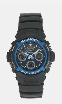 Casio G-Shock Combi Men's Black/Blue Resin Strap/Case Swim Proof Hybrid Watch • £74.99