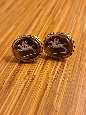 Vintage Cufflinks Incolay Stone Greek Mythology Museum Masterpiece Cuff Links • $225