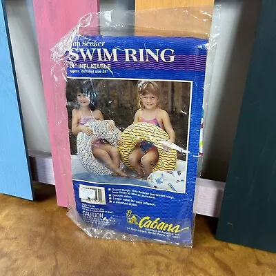 Vintage 90's Cabana Sun Seeker Kids Swim Ring Deadstock NIP Confetti Print • $20