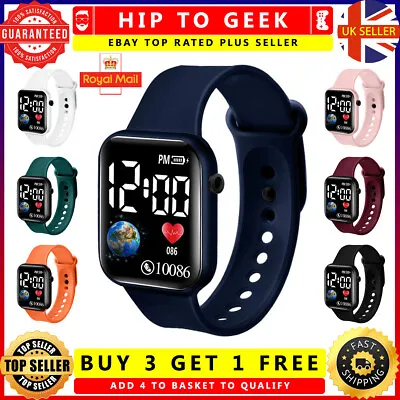 Sport LED Digital Screen Wrist Watch For Men Women Unisex Boys Girls Kids Gift • £4.25