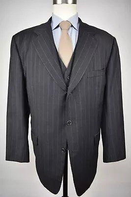 Brooks Brothers Dark Gray Striped Wool Three Button Three Piece Suit Size: 46R • $249