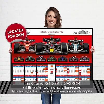 2024 Formula 1  Calendar Poster Red F1 Poster Wall Art • £20