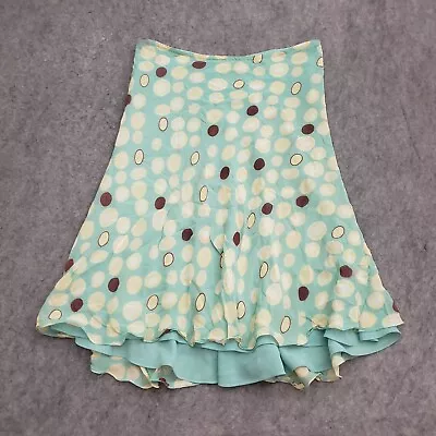 Max Edition Skirt Womens Small A-line Blue Yellow Flowey Silk Zip Ladies ** • $18.39