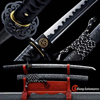 All Black Wakizashi T10 High Carbon Steel Combat Ready Japanese Samurai Sword • $105