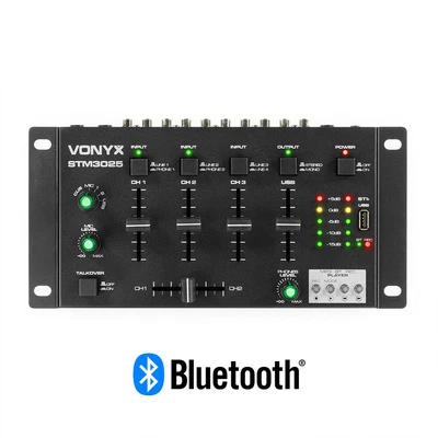 £80.99 • Buy Bluetooth Wireless DJ Mixer 4 Channel With Crossover Talkover Cue PA Line In MP3