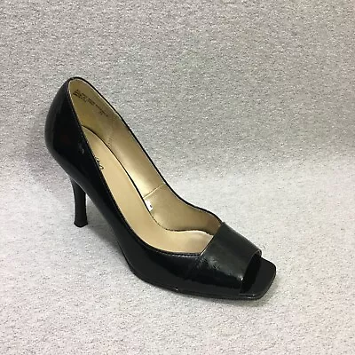 Mossimo Shoes Women's Size 7.5 Black Patent Leather Open Toe Slip-on Pumps • $20