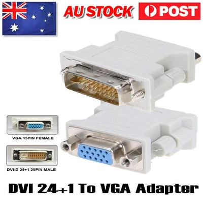 $7.99 • Buy 1 PCS DVI D Male To VGA Female Socket Converter Adapter LCD TV HDTV Projector AU
