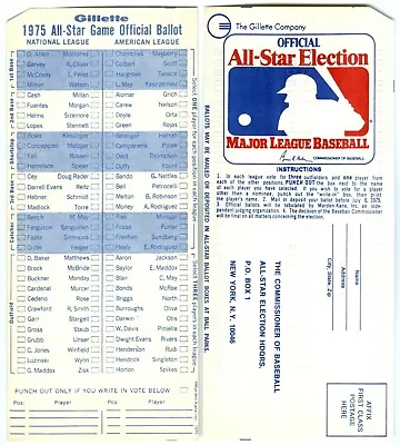 1975 Mlb All-star Baseball Game Unused Ballot @ Milwaukee Brewers County Stadium • $5.98