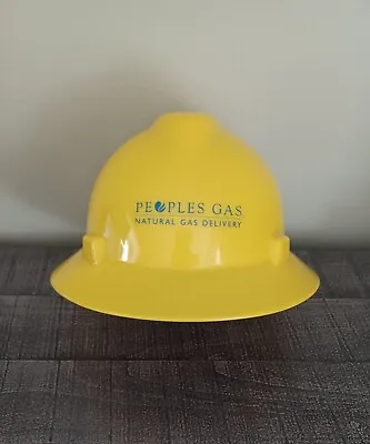 Vintage Peoples Gas Construction Hard Hat Helmet Yellow Adjustable • $17.95