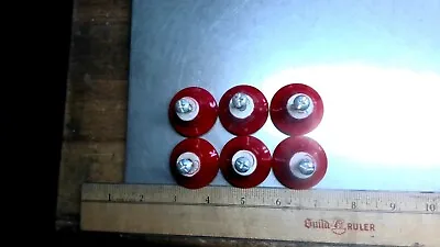 6 Matching RED Glazed CERAMIC Knobs Pulls Vintage Old • $7