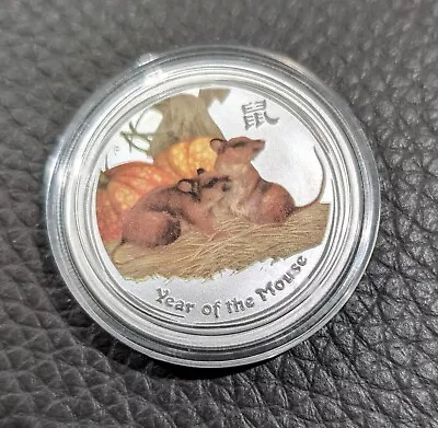 2008 COLORIZED Year Of The Mouse 1/2 Oz Silver Coin In Capsule ~ Perth • $40