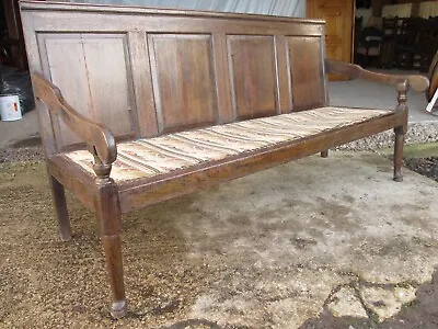 18th Century Panelled Back Oak Crossbanded Settle • £895