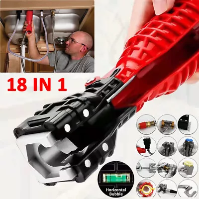 18 IN1 Multifunction Faucet Sink Basin Installer Pipe Wrench Tap Spanner Tool UK • £8.98