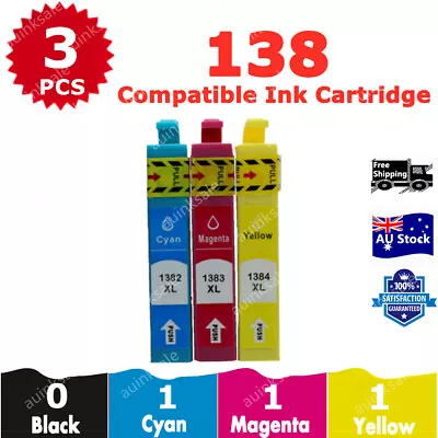 3x Compatible Ink Cartridge 138 T138 Colour For Epson WF 545 435 7510 633 3530  • $10