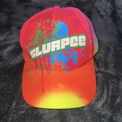 SLURPEE Adjustable Back Hat 7 ELEVEN Cap Colorful BIG GULP Tie Dye Vintage • $10