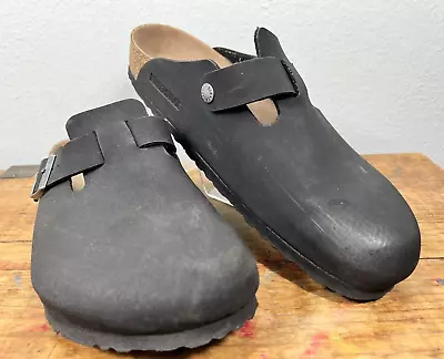 Birkenstock Vegan Boston Clogs Black Shoes Clogs Slides Regular Men 10-10.5 • $94.99