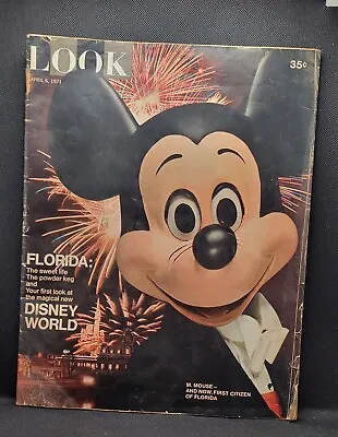 Vintage LOOK Magazine April 6 1971 - First Look At New Disney World In Florida • $12