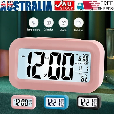 $11.59 • Buy Digital Bedside LED Snooze Alarm Clock Time Temperature Day/Night Desktop Clocks