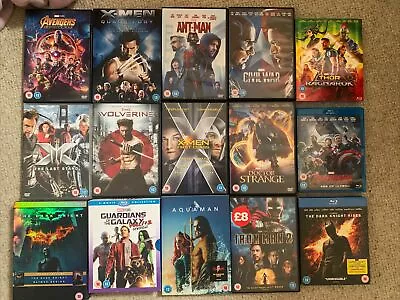 Bundle Of DC & Marvel Blu Rays & DVDs All In Good Used Condition See Description • £14.99