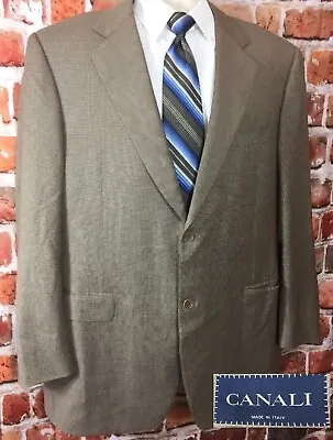 CANALI Mens Beige Wool 2-Button Blazer Sportcoat Sz 48 Long (T2) • $65