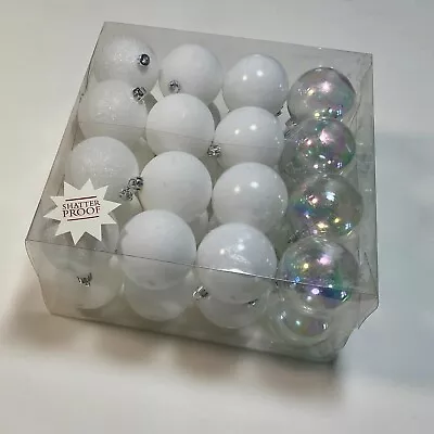 NEW Christmas Ornaments 32-count White Glitter Satin Clear • $12