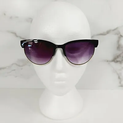 J Crew Womens Sunglasses Black Plastic & Wire Rim Dark Oversize • $16.99
