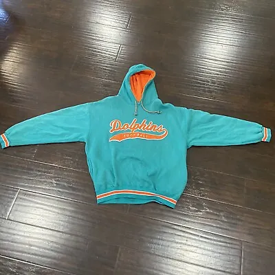 Vtg Starter NFL Miami Dolphins 90's Hoodie Sweatshirt Sz XL • $70