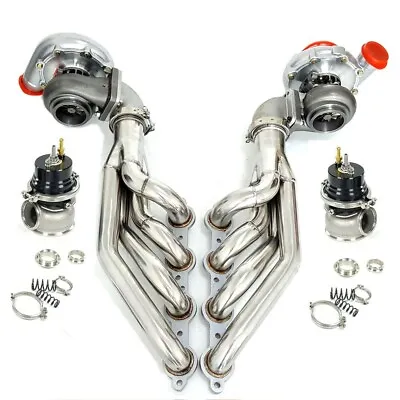 T4 0.80 0.81 Twin Turbos +LS Exhaust Manifold +Wastegate +Elbows For SMALL BLOCK • $939.99