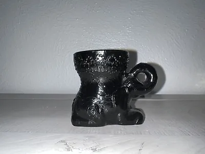 Black Milk Glass Elephant Embossed Egg Cup • $20