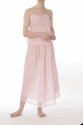 Divertimento Pink Voile De Cotton Long Waist Slip Or Petticoat • £25