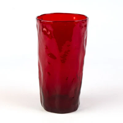 $10 • Buy Morgantown Crinkle Ruby Red Iced Tea Tumbler Glass Vintage Driftwood 16oz 5 1/2 