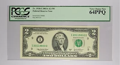 2003A $2 Minneapolis PCGS Currency Very Choice New 64 PPQ Birth Year Note • $30