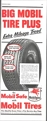 1953 MOBIL TIRES Auto Repair Vintage PRINT AD Gasoline Longer Wear 1950s Car • $9.99