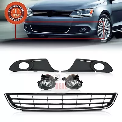 $80.99 • Buy 5PCS For VW Jetta 2011-2014 Front Bumper Lower Grille Fog Lamps Light Covers Cap