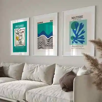 £23.99 • Buy Matisse Bauhaus Picasso Wall Art Classic Retro Home Print Picture 3 Set A4 A3