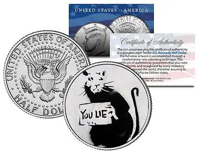 BANKSY * YOU LIE RAT * Colorized JFK Half Dollar U.S. Coin Street Art Stencil • $8.95
