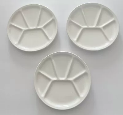 VGC Set Of 3 Varages (France) Divided Fondue Plates White 8.5  Williams Sonoma • $27.99