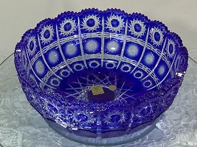 Cut To Clear Caesar Bohemian Cobalt Blue Bowl 8  Queen Lace Pattern • $180
