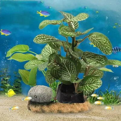 Faux Silk Aquarium Ficus Tree Fish Tank Grass Fake Artificial Plants Ornament • £5.29