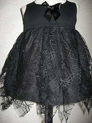 £19.50 • Buy Witch Baby Dress Girls Black Lace Petal Halloween Fancy Party Alternative Gothic