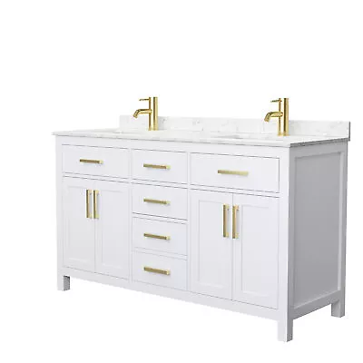 Wyndham WCG242460DWGCCUNSMXX Beckett 60 Inch Double Bathroom Vanity With Marble • $1538