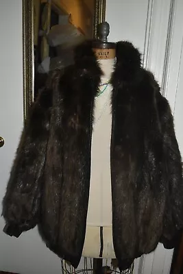 Men's  Heavy Brown Beaver Fur Coat Jacket 52in Chest • $499.99