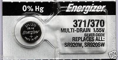1 X ENERGIZER SR920SW 371 Silver Oxide 1.55v Watch Battery Aussie Stock FastPost • $4.49