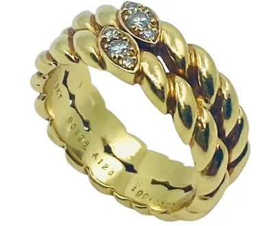 Van Cleef & Arpels Gold Braided Diamond Ring • $3250