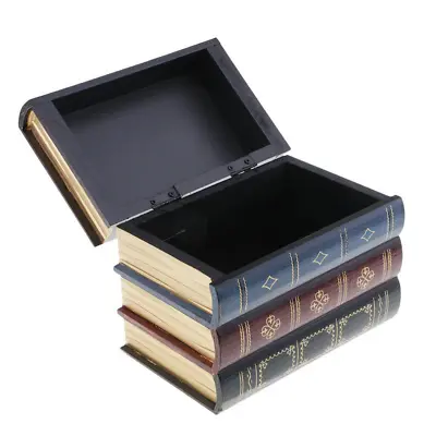 $25.72 • Buy Vintage Book Wooden Box Shape Jewelry Treasure Chest Holder Case Handmade
