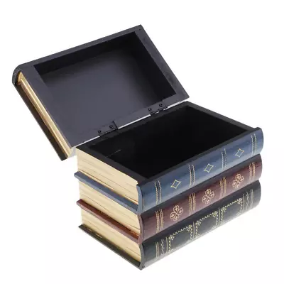 $25.72 • Buy Vintage Book Wooden Box Shape Jewelry Treasure Chest Holder Case Handmade