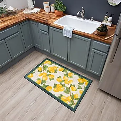 Mohawk Home Machine Washable Summer Kitchen Rug Lemon Grove Navy • $53.14