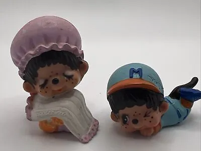 Vintage 1979 Sekiguchi Monchhichi Monkey Lot Of 2 PVC Figure Toys • $3.85